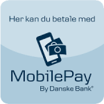 skilt med at du her kan betale med mobile pay
